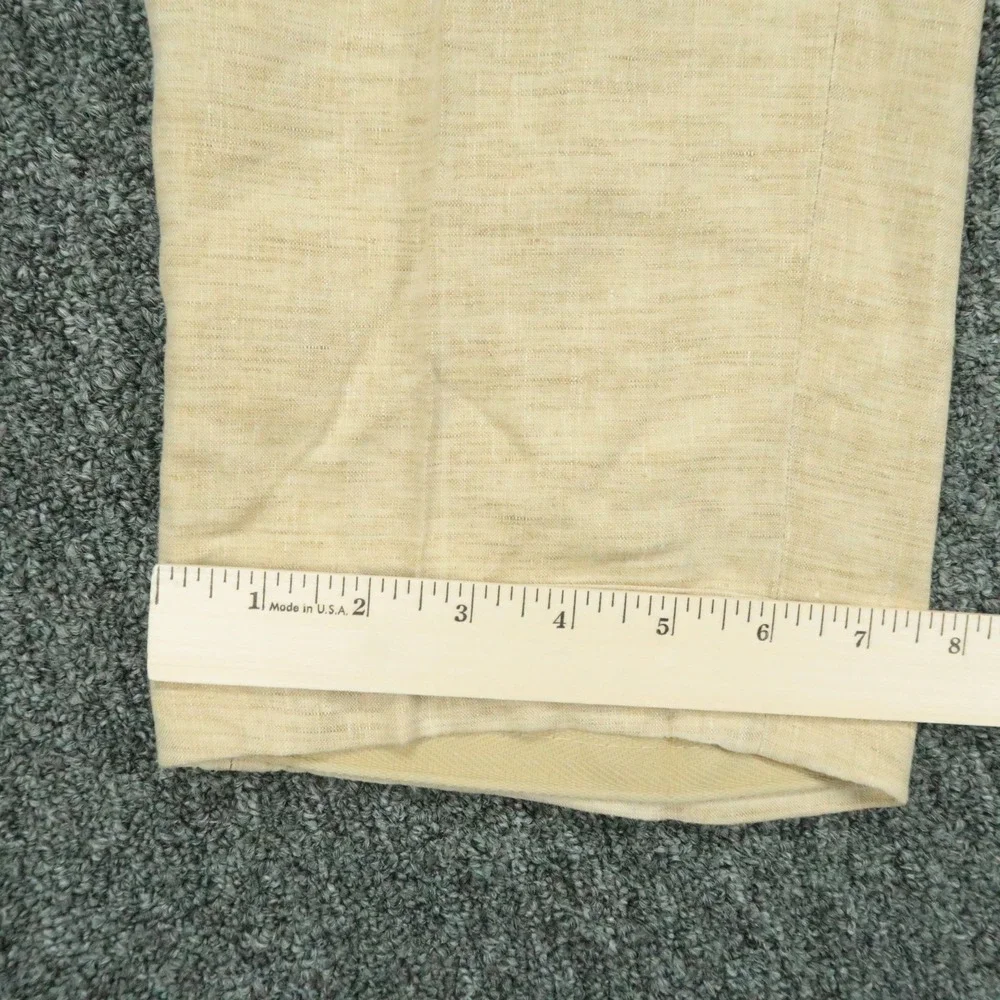 Zanella Pants Mens 34x30 Beige Tan Cinquanta 100% Linen Straight Trouser